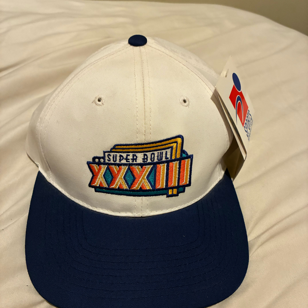VTG Super Bowl XXXIII 33 Hat NWT Sports Specialties Nike NFL White Blue Snapback